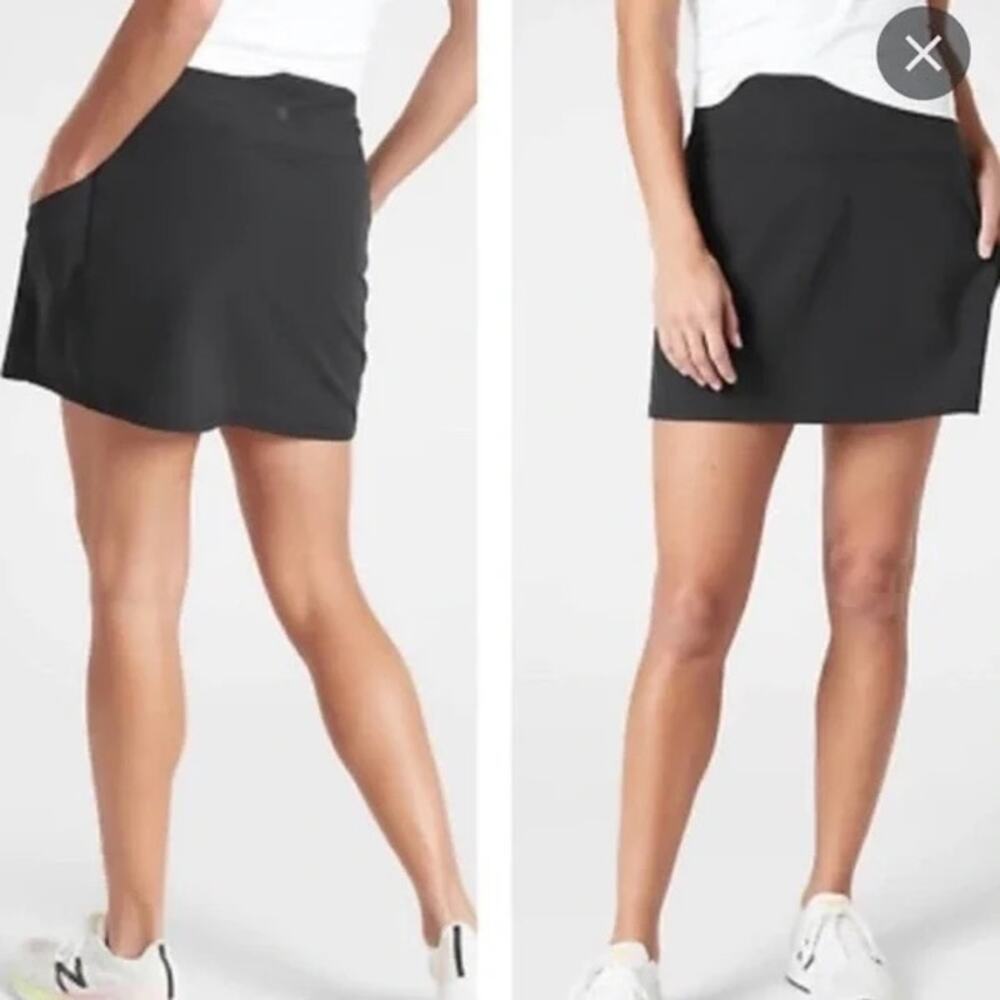 Athleta Action Skort in Dobby 14.5” Black Athletic Golf Tennis Skirt Size